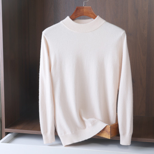 秋冬新款男士圓領羊絨衫寬松薄款純色羊毛針織套頭衫商務休閒毛衣