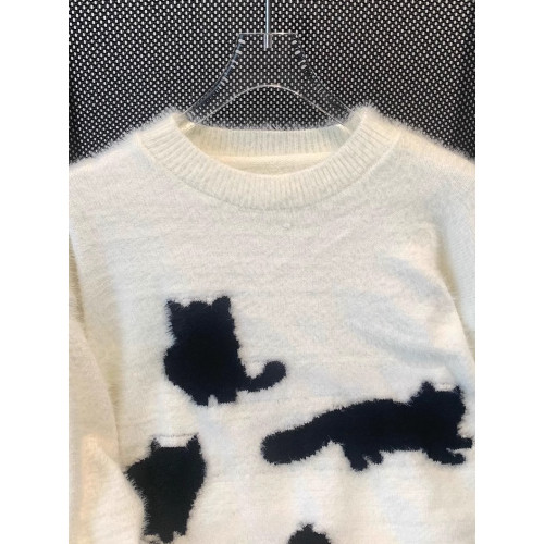 貓咪馬海毛毛衣男女情侶秋冬潮牌美式復古寬松慵懶針織衫 貓咪馬海毛毛衣男女情侶秋冬潮牌美式復古寬松慵懶針織衫