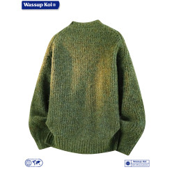 WASSUP KOI日系慵懶風V領開衫毛衣男春秋針織衫情侶百搭保暖外套