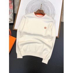 歐洲站秋冬新款輕奢潮流針織圓領上衣男士刺綉修身百搭休閒打底衫