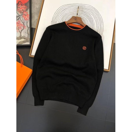 歐洲站秋冬新款輕奢潮流針織圓領上衣男士刺綉修身百搭休閒打底衫