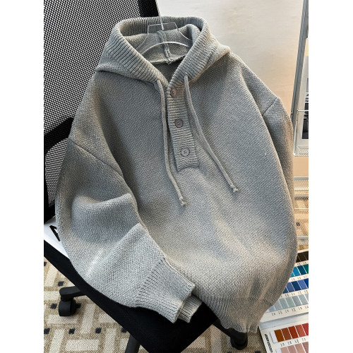 冬季cleanfit套頭加厚毛衣外套男女高級感連帽針織衫韓系穿搭上衣