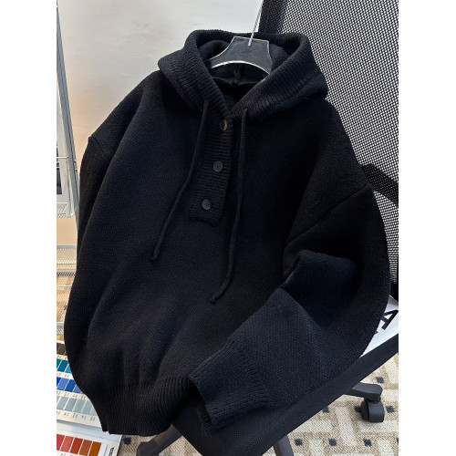 冬季cleanfit套頭加厚毛衣外套男女高級感連帽針織衫韓系穿搭上衣