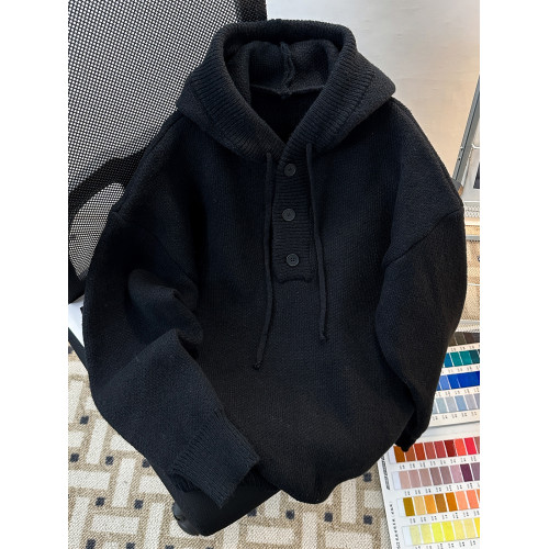 冬季cleanfit套頭加厚毛衣外套男女高級感連帽針織衫韓系穿搭上衣