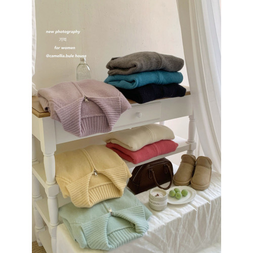 氛圍感翻領雙拉鍊毛衣外套女秋冬加厚慵懶風獨特洋氣外穿針織開衫 氛圍感翻領雙拉鍊毛衣外套女秋冬加厚慵懶風獨特洋氣外穿針織開衫