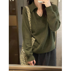 大碼慵懶風軟糯綠色毛衣女秋冬松弛感內搭打底衫胖MM顯瘦針織上衣