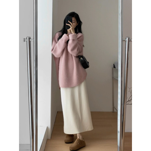 浣熊絨套頭毛衣女秋冬外穿中長款寬松慵懶復古開叉針織衫冬季加厚 浣熊絨套頭毛衣女秋冬外穿中長款寬松慵懶復古開叉針織衫冬季加厚