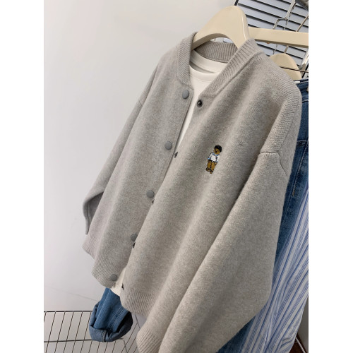 灰色浣熊絨毛衣外套女裝秋冬季懶風外穿歐貨針織開衫2025新款上衣 灰色浣熊絨毛衣外套女裝秋冬季懶風外穿歐貨針織開衫2025新款上衣