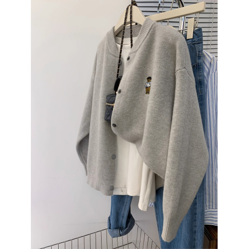 灰色浣熊絨毛衣外套女裝秋冬季懶風外穿歐貨針織開衫2025新款上衣 灰色浣熊絨毛衣外套女裝秋冬季懶風外穿歐貨針織開衫2025新款上衣