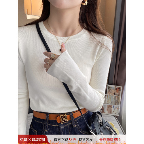 白色圓領小香風針織打底衫女內搭2025秋冬季新款修身毛衣長袖上衣 白色圓領小香風針織打底衫女內搭2025秋冬季新款修身毛衣長袖上衣