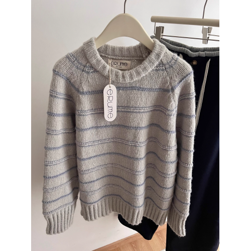 韓代@eru*e 超美的霧霾灰藍色!溫柔韓系氛圍感寬松圓領條紋毛衣 韓代@eru*e 超美的霧霾灰藍色!溫柔韓系氛圍感寬松圓領條紋毛衣