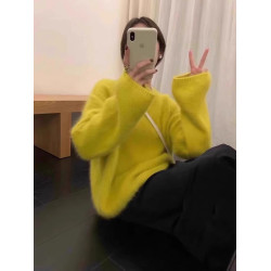 奶fufu慵懶紫色仿水貂絨毛衣冬季女2025新款寬松超好看內搭針織衫