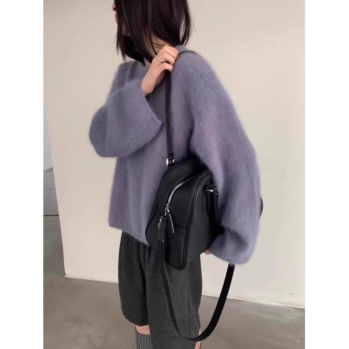 奶fufu慵懶紫色仿水貂絨毛衣冬季女2025新款寬松超好看內搭針織衫