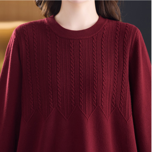 胖媽媽圓領韓版遮屁股針織毛衣裙女中長款寬松加大碼秋冬季打底衫 胖媽媽圓領韓版遮屁股針織毛衣裙女中長款寬松加大碼秋冬季打底衫