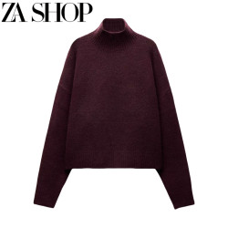 2024秋冬新品女裝軟質基本款高領長袖平針毛衣針織衫 2142170