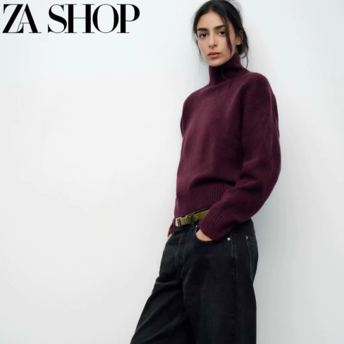 2024秋冬新品女裝軟質基本款高領長袖平針毛衣針織衫 2142170