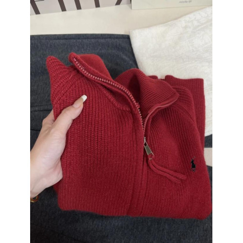 戰馬半高領229秋冬寬松高領毛衣女高級雙頭拉鍊針織開衫上衣外套