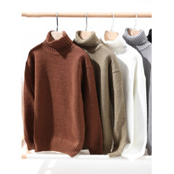 高領毛衣男女2025秋冬新款日系慵懶風情侶白色打底針織衫潮半高領