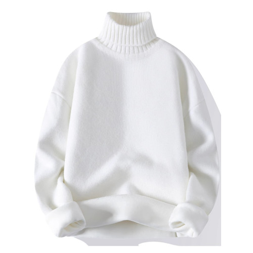 高領毛衣男女2025秋冬新款日系慵懶風情侶白色打底針織衫潮半高領