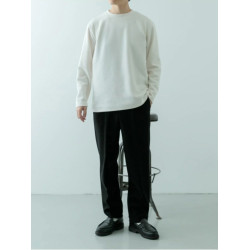 日單品牌男裝秋冬新款簡單休閒百搭圓領坑條磨毛針織衫衛衣31406