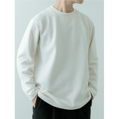 日單品牌男裝秋冬新款簡單休閒百搭圓領坑條磨毛針織衫衛衣31406