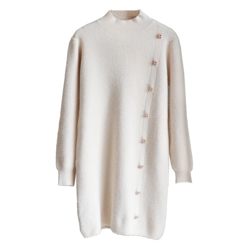 配大衣加厚毛衣女秋冬2025新款中長款打底衫內搭遮屁股針織連衣裙