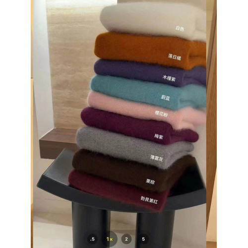 法式高級感灰色馬海毛毛衣女秋冬軟糯寬松慵懶風針織衫水貂絨上衣