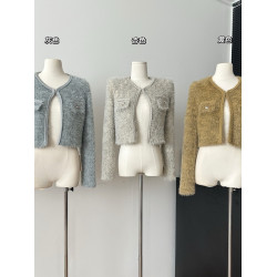 Hoy oh 獨衣無二 韓國小衆設計感ins小香風貴氣短款針織短款外套