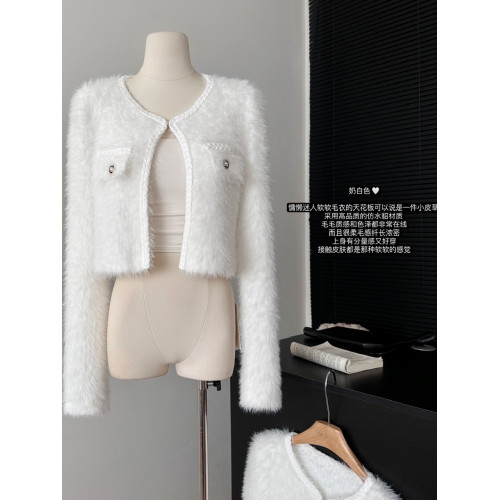 Hoy oh 獨衣無二 韓國小衆設計感ins小香風貴氣短款針織短款外套