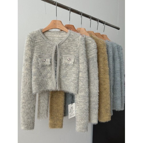 Hoy oh 獨衣無二 韓國小衆設計感ins小香風貴氣短款針織短款外套