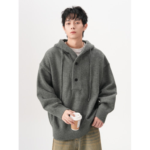 美式潮牌紅色連帽毛衣男加厚秋冬潮牌高級感休閒寬松慵懶風針織衫 美式潮牌紅色連帽毛衣男加厚秋冬潮牌高級感休閒寬松慵懶風針織衫