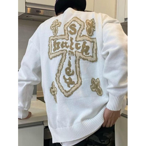 韓國買手貨高級高街十字架塗鴉毛衣男女款復古小衆嘻哈情侶針織衫 韓國買手貨高級高街十字架塗鴉毛衣男女款復古小衆嘻哈情侶針織衫