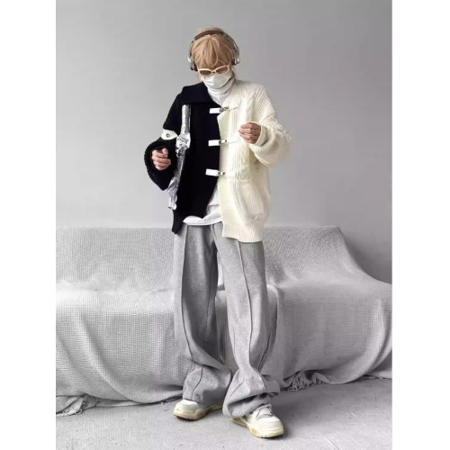 小衆設計感不規則撞色拼接毛衣男女同款寬松解搆金屬針織開衫外套 小衆設計感不規則撞色拼接毛衣男女同款寬松解搆金屬針織開衫外套