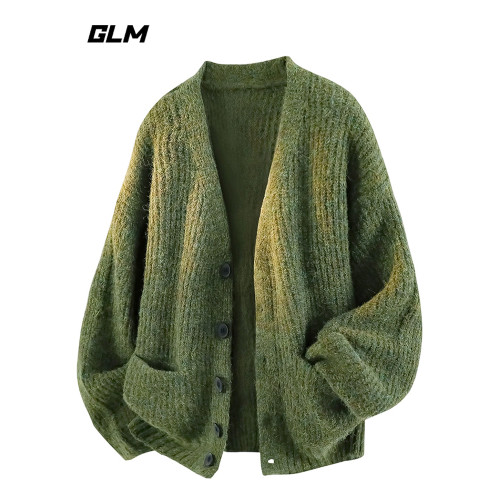 【敖瑞鵬代言】GLM官方慵懶毛衣外套毛織男秋冬針織衫開衫上衣綠 【敖瑞鵬代言】GLM官方慵懶毛衣外套毛織男秋冬針織衫開衫上衣綠