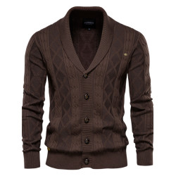 Men sweater2024春秋冬加厚毛衣潮男款針織衫開衫男款V領長袖毛衫