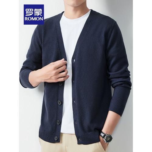 羅矇毛衣開衫男士休閒百搭彈力2025年秋季新款外穿修身針織衫外套