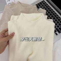 獨特奶藍色打底衫半高領內搭女秋冬2025款顯白超好看針織毛衣上衣