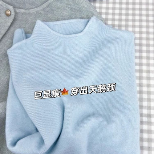 獨特奶藍色打底衫半高領內搭女秋冬2025款顯白超好看針織毛衣上衣