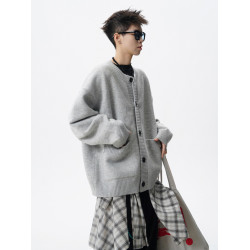 美式復古開衫毛衣男冬季潮牌慵懶風情侶針織衫高街大口袋休閒外套