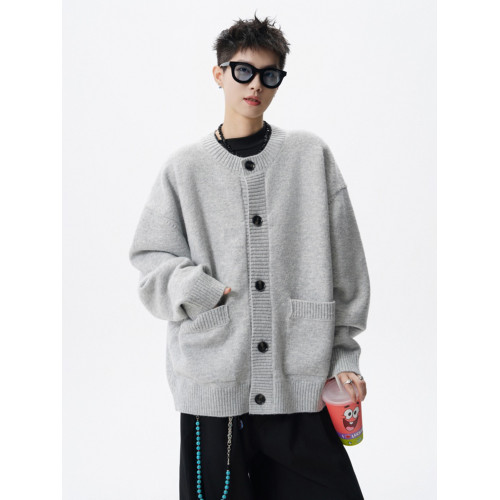 美式復古開衫毛衣男冬季潮牌慵懶風情侶針織衫高街大口袋休閒外套