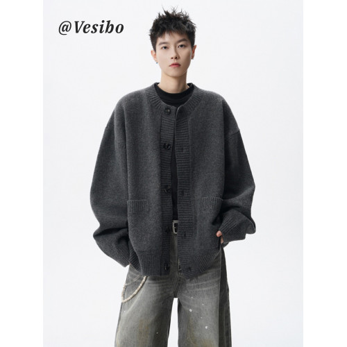 美式復古開衫毛衣男冬季潮牌慵懶風情侶針織衫高街大口袋休閒外套