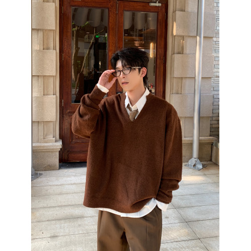 Hualun冬季打底毛衣男款內搭老錢風長袖針織衫cleanfit男羊毛上衣