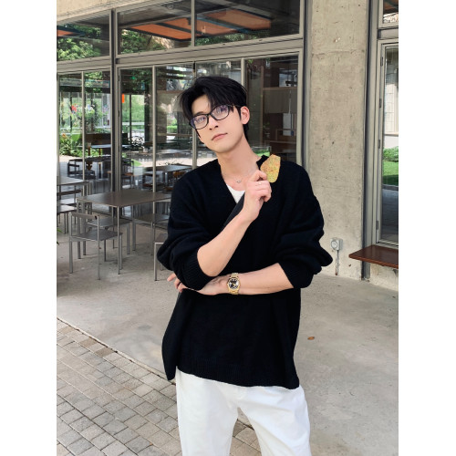 Hualun冬季打底毛衣男款內搭老錢風長袖針織衫cleanfit男羊毛上衣