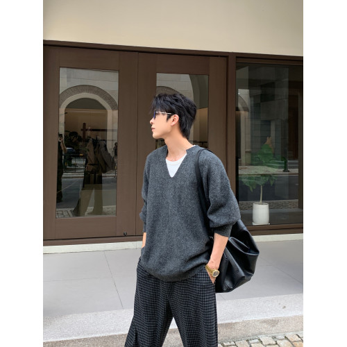 Hualun冬季打底毛衣男款內搭老錢風長袖針織衫cleanfit男羊毛上衣