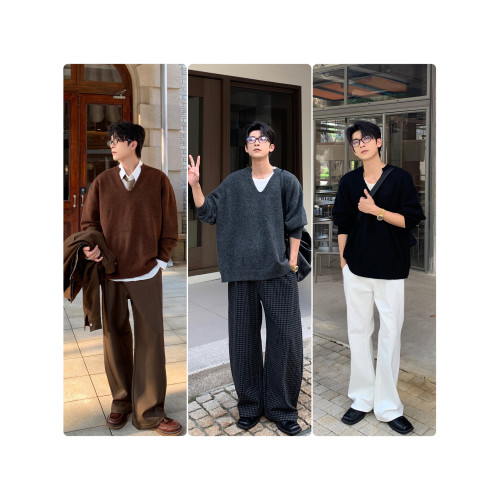 Hualun冬季打底毛衣男款內搭老錢風長袖針織衫cleanfit男羊毛上衣