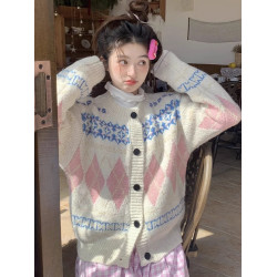 費爾島白色毛衣外套女秋冬季2025新款聖誕穿搭慵懶高級感針織開衫