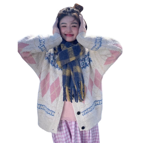 費爾島白色毛衣外套女秋冬季2025新款聖誕穿搭慵懶高級感針織開衫