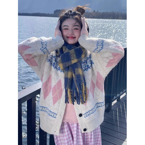 費爾島白色毛衣外套女秋冬季2025新款聖誕穿搭慵懶高級感針織開衫