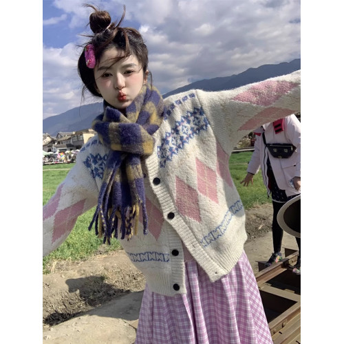 費爾島白色毛衣外套女秋冬季2025新款聖誕穿搭慵懶高級感針織開衫