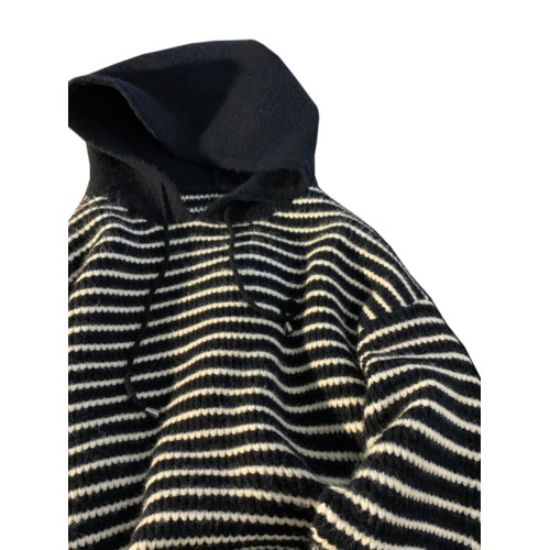 秋冬特大碼300斤美式ins潮流條紋連帽毛衣男復古時尚寬松休閒上衣